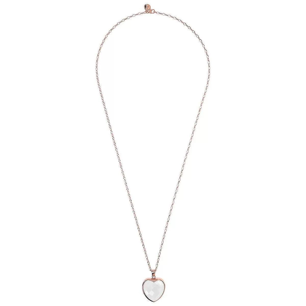 Store Collana Lunga A Catena Rolo Ovale Con Ciondolo Cuore In Pietra Naturale Sfaccettata Collane