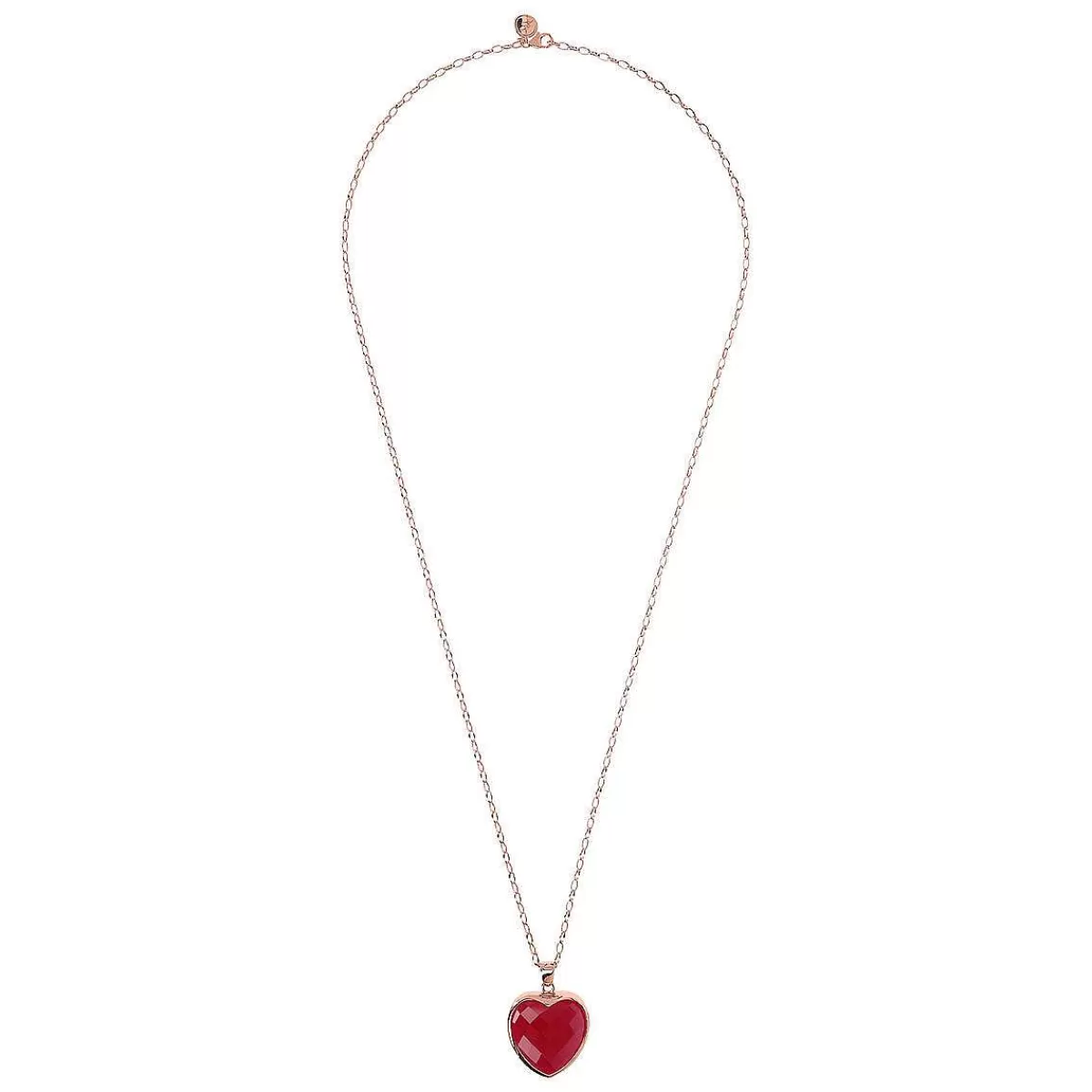 Store Collana Lunga A Catena Rolo Ovale Con Ciondolo Cuore In Pietra Naturale Sfaccettata Collane