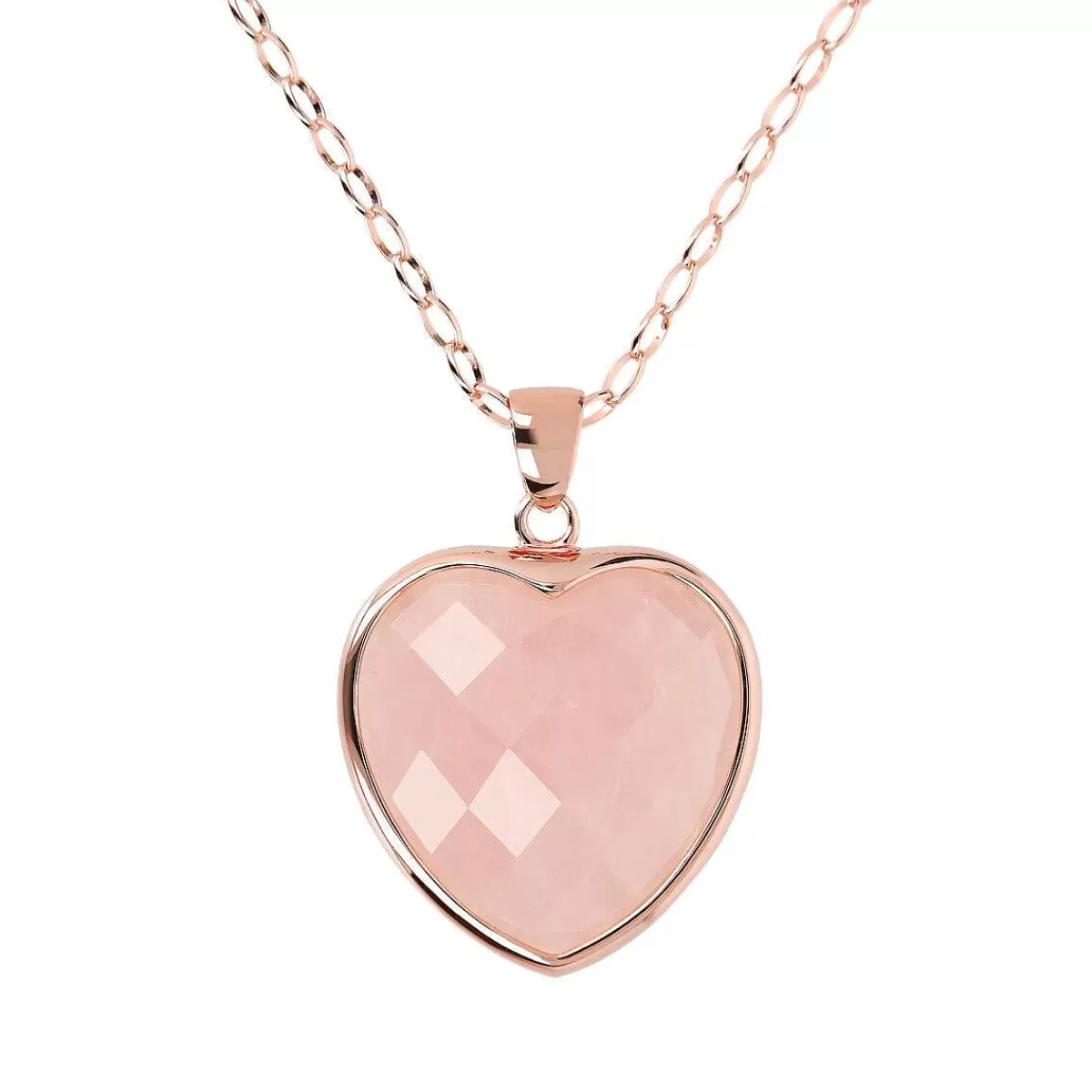 Store Collana Lunga A Catena Rolo Ovale Con Ciondolo Cuore In Pietra Naturale Sfaccettata Collane