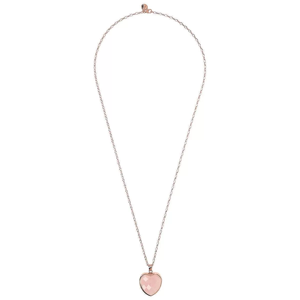 Store Collana Lunga A Catena Rolo Ovale Con Ciondolo Cuore In Pietra Naturale Sfaccettata Collane