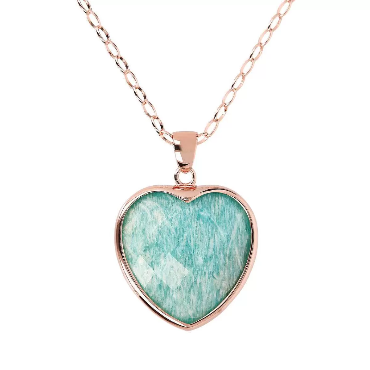 Store Collana Lunga A Catena Rolo Ovale Con Ciondolo Cuore In Pietra Naturale Sfaccettata Collane
