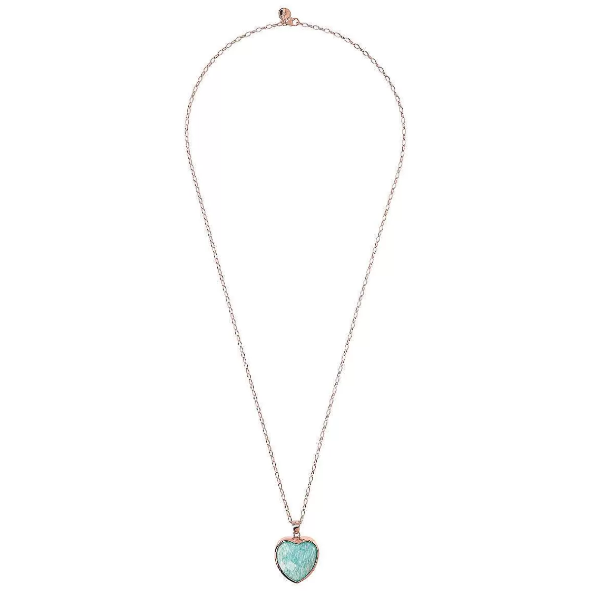 Store Collana Lunga A Catena Rolo Ovale Con Ciondolo Cuore In Pietra Naturale Sfaccettata Collane