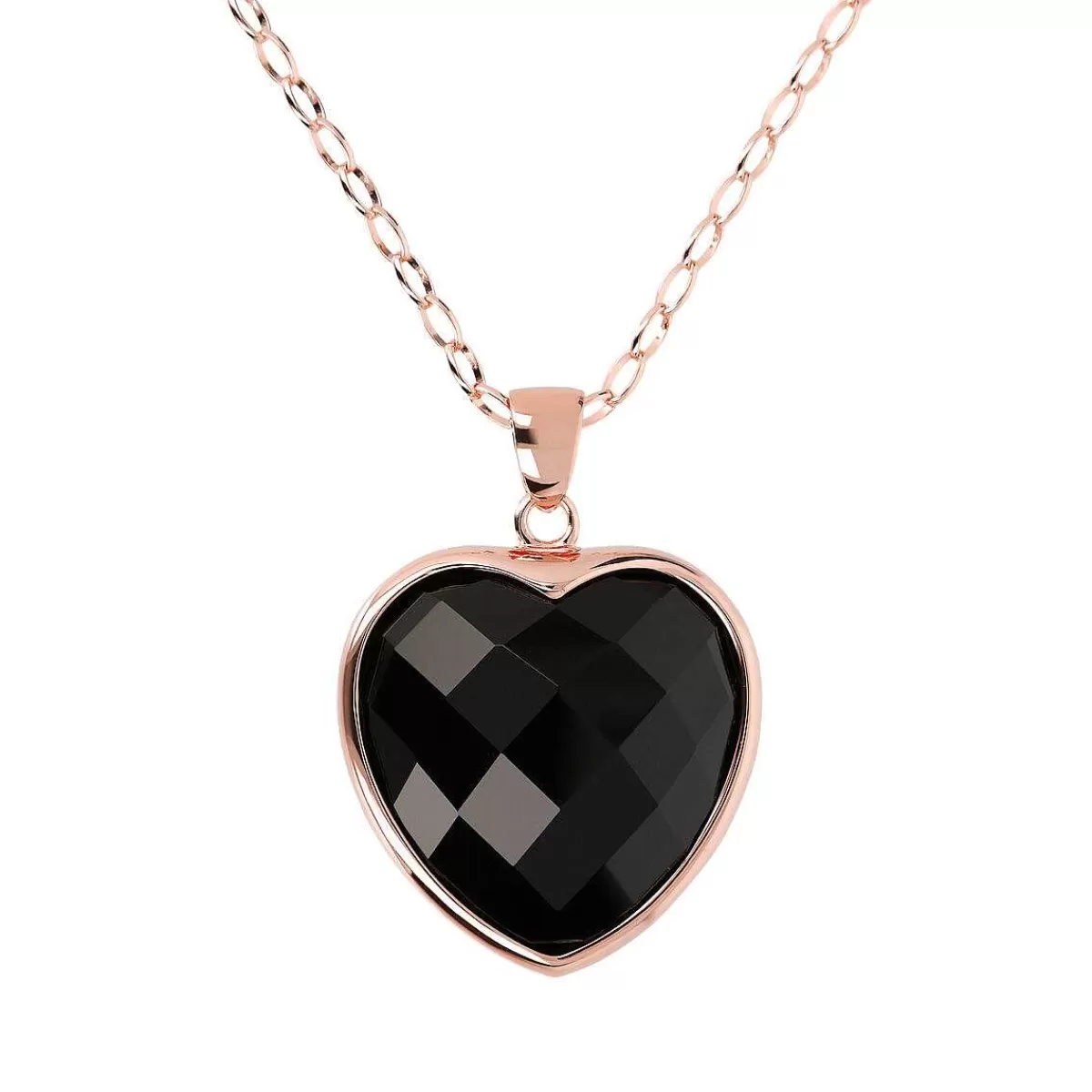 Store Collana Lunga A Catena Rolo Ovale Con Ciondolo Cuore In Pietra Naturale Sfaccettata Collane