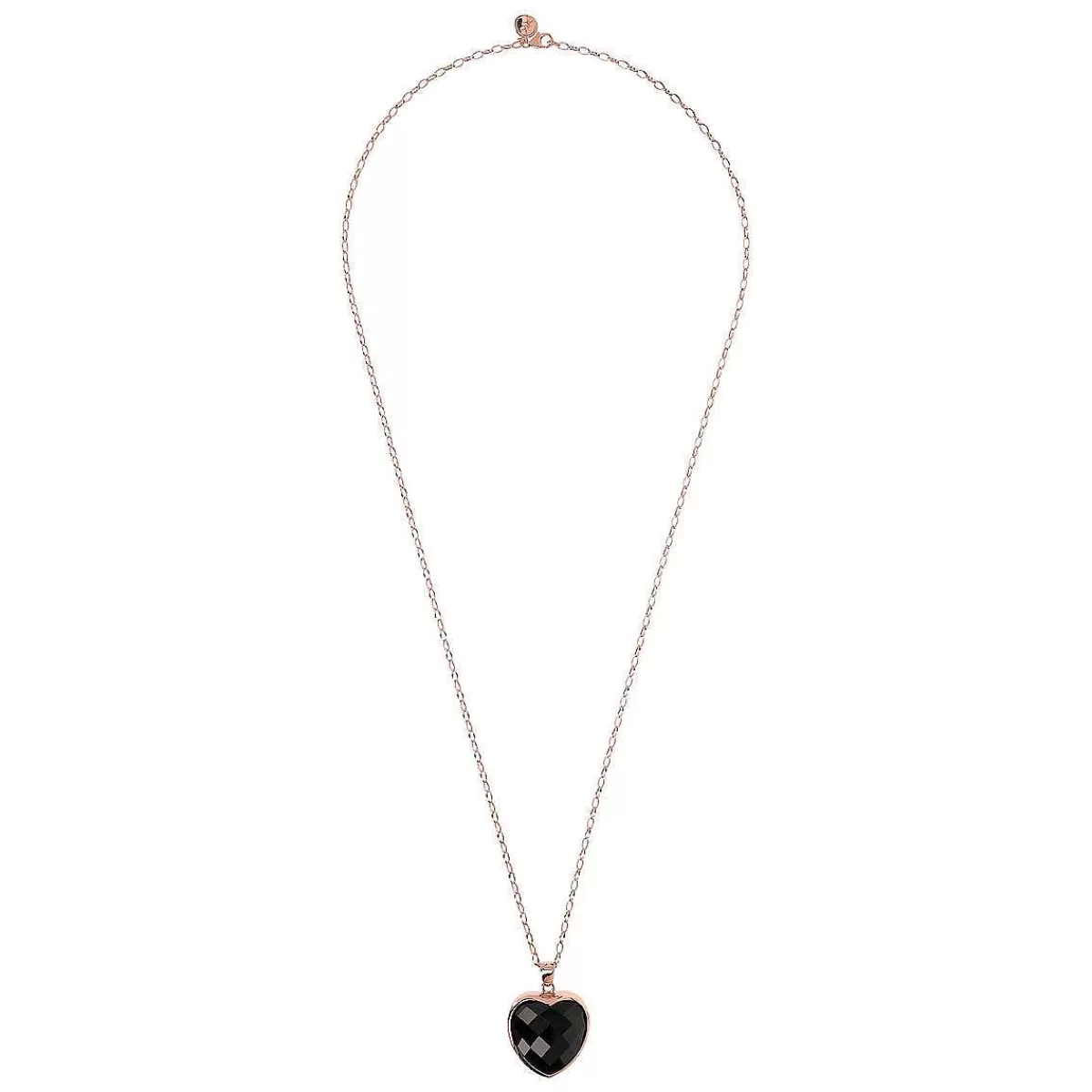 Store Collana Lunga A Catena Rolo Ovale Con Ciondolo Cuore In Pietra Naturale Sfaccettata Collane