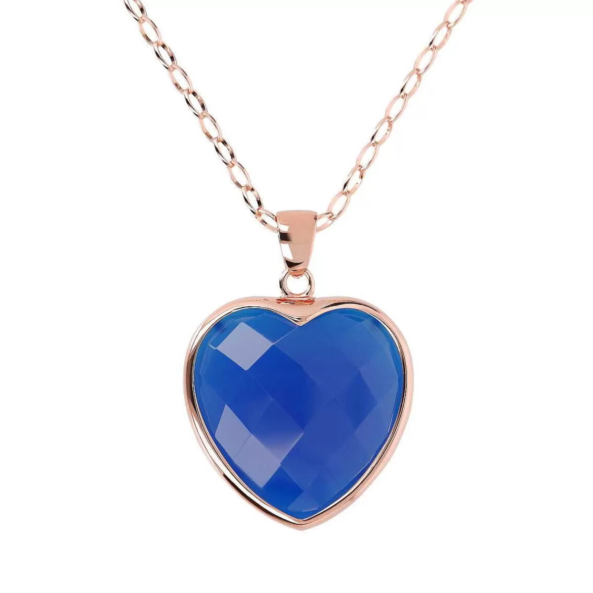 Store Collana Lunga A Catena Rolo Ovale Con Ciondolo Cuore In Pietra Naturale Sfaccettata Collane