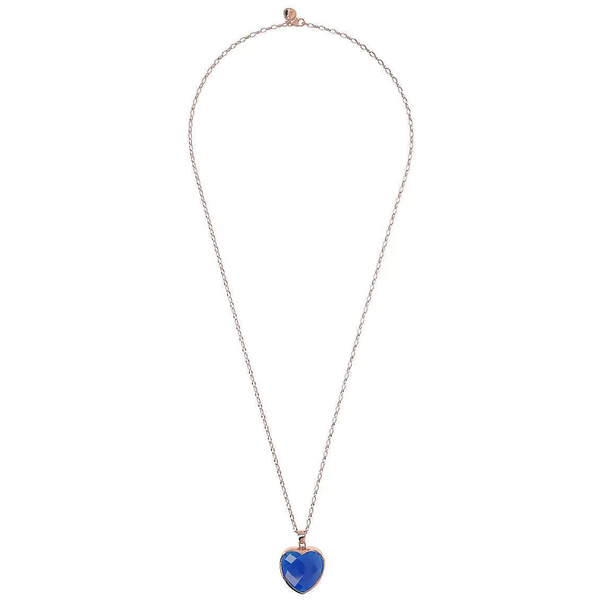 Store Collana Lunga A Catena Rolo Ovale Con Ciondolo Cuore In Pietra Naturale Sfaccettata Collane