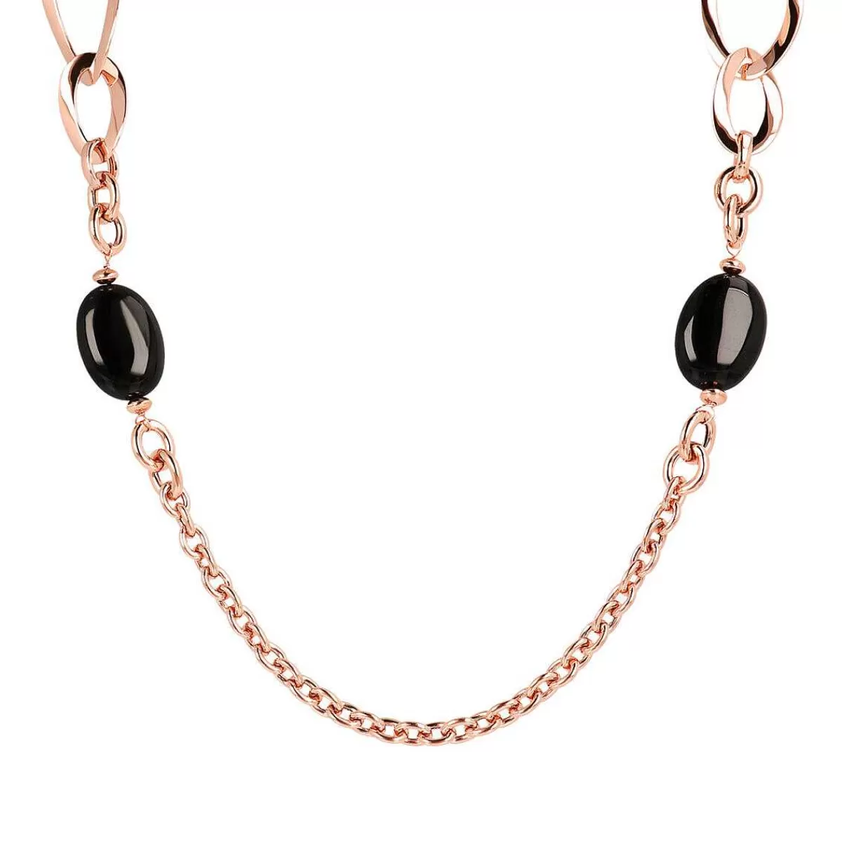 Shop Collana Lunga Catena Rolo Con Maglia Barbazzale E Pietre Naturali Collane