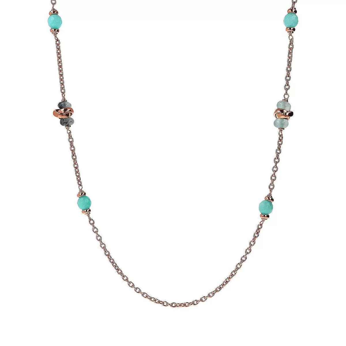 Best Collana Lunga Catena Rolo Con Maglie Intrecciate E Pietre Naturali Collane