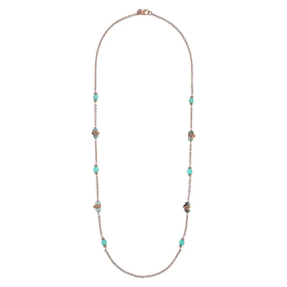Best Collana Lunga Catena Rolo Con Maglie Intrecciate E Pietre Naturali Collane