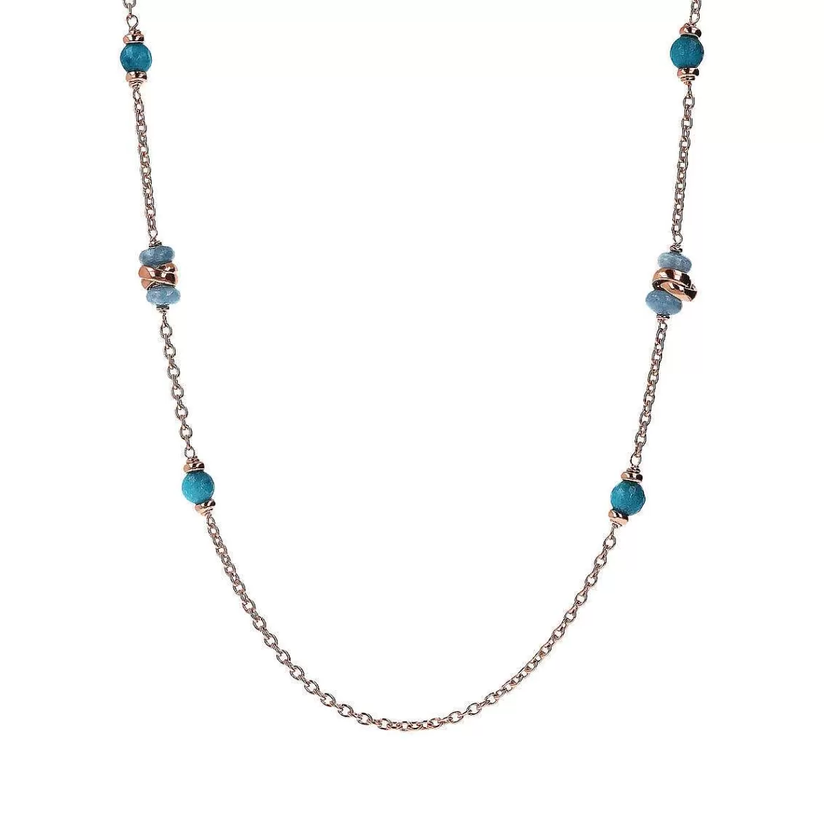Best Collana Lunga Catena Rolo Con Maglie Intrecciate E Pietre Naturali Collane