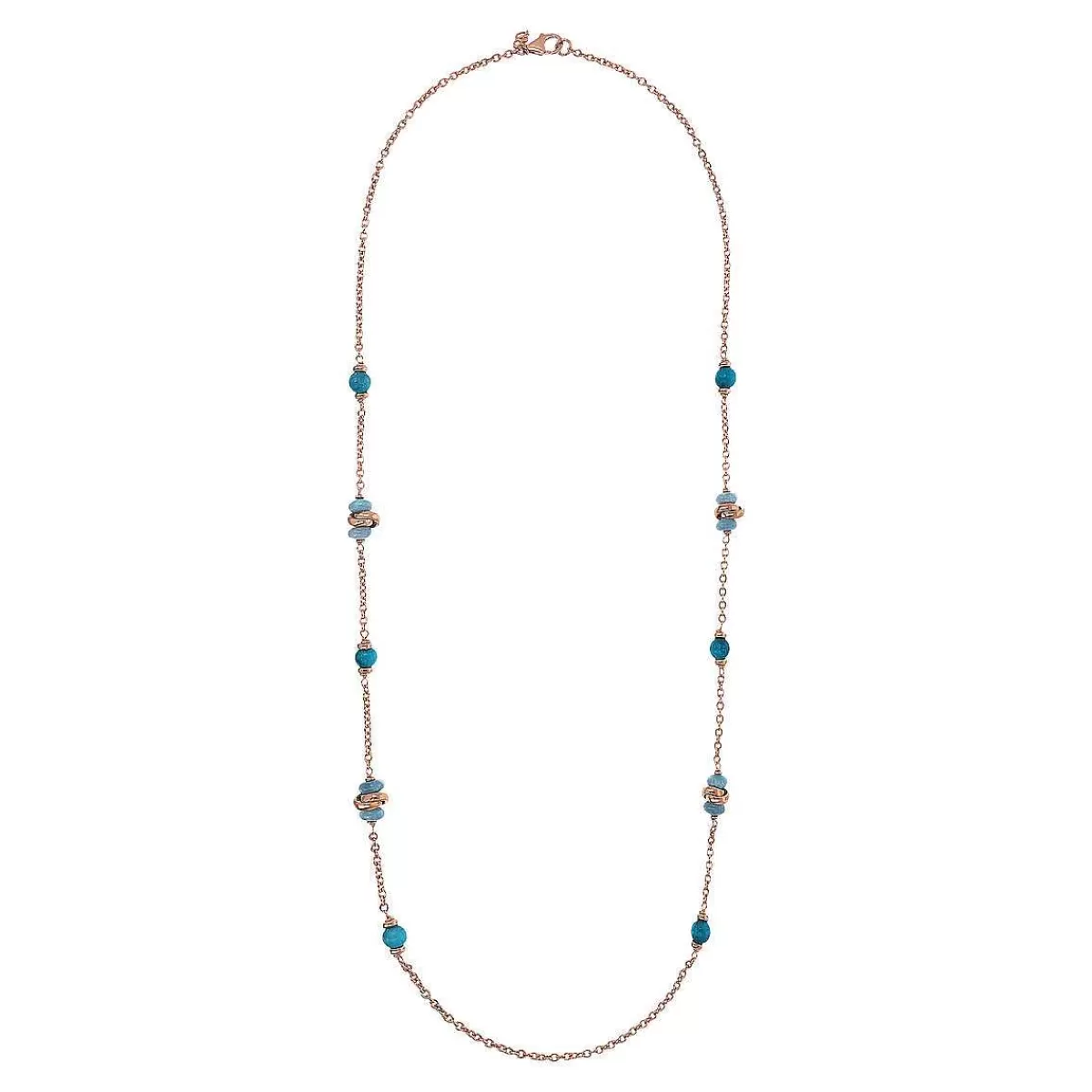 Best Collana Lunga Catena Rolo Con Maglie Intrecciate E Pietre Naturali Collane