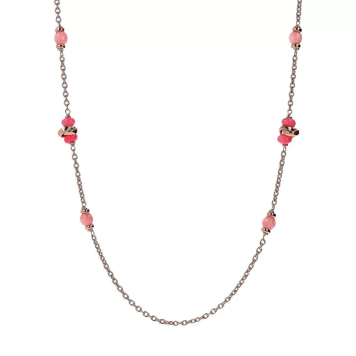 Best Collana Lunga Catena Rolo Con Maglie Intrecciate E Pietre Naturali Collane