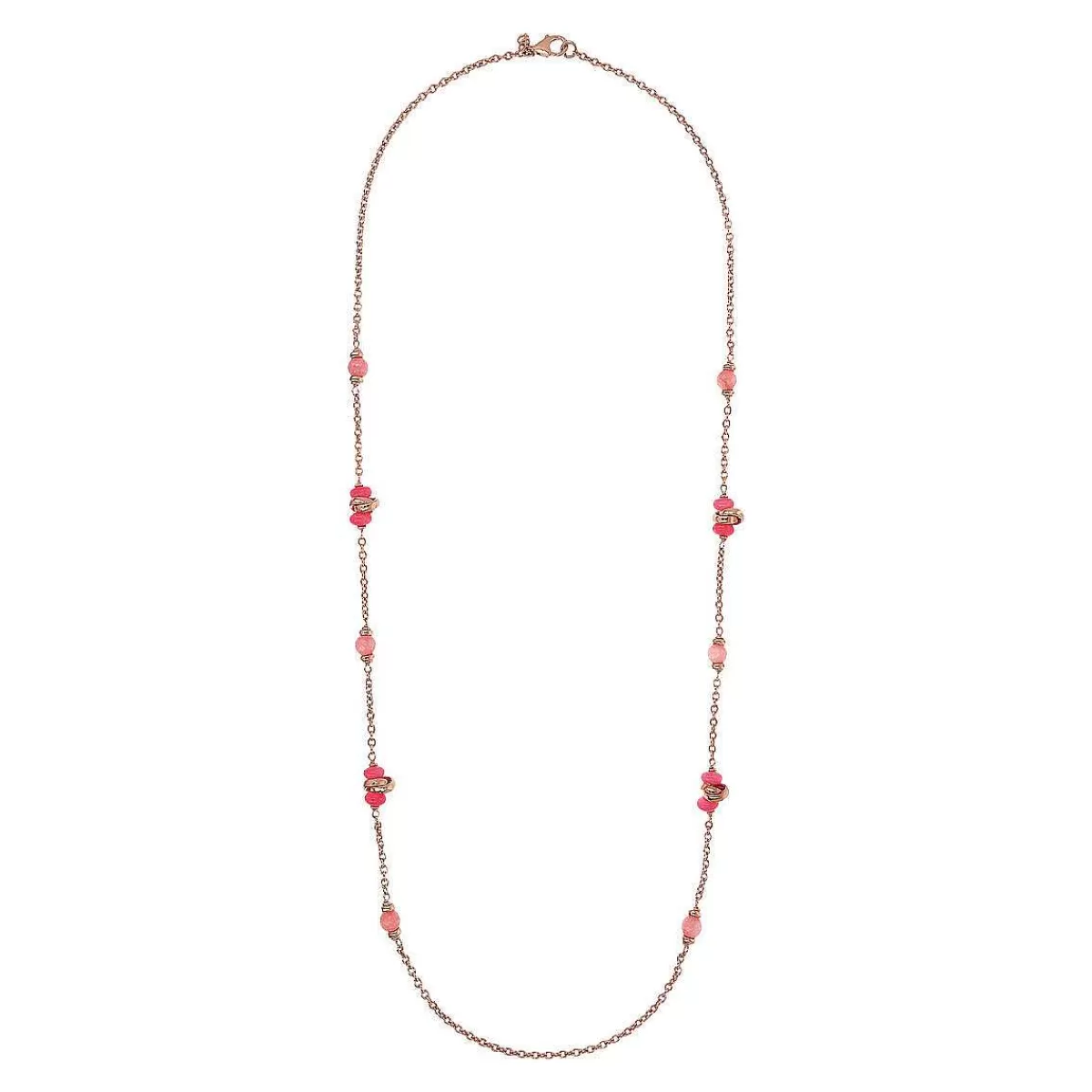 Best Collana Lunga Catena Rolo Con Maglie Intrecciate E Pietre Naturali Collane