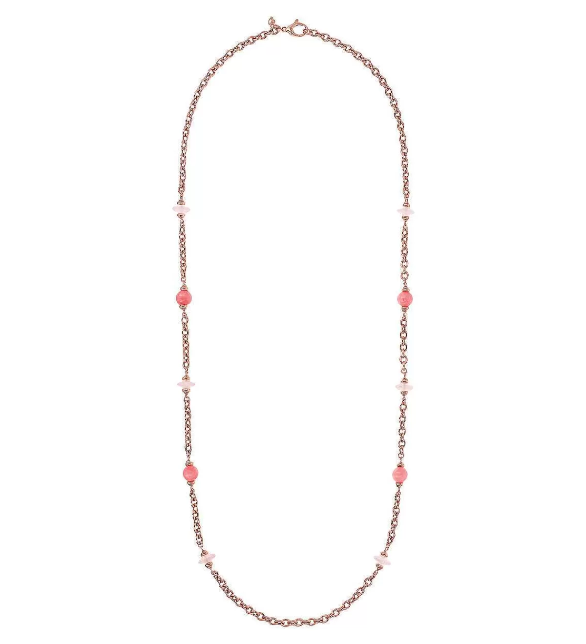 Flash Sale Collana Lunga Catena Rolo Con Stazione Di Sfere E Rondelle In Pietra Naturale Collane