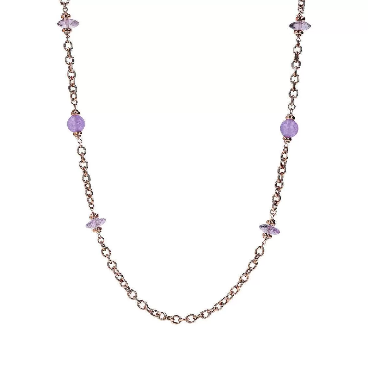 Flash Sale Collana Lunga Catena Rolo Con Stazione Di Sfere E Rondelle In Pietra Naturale Collane