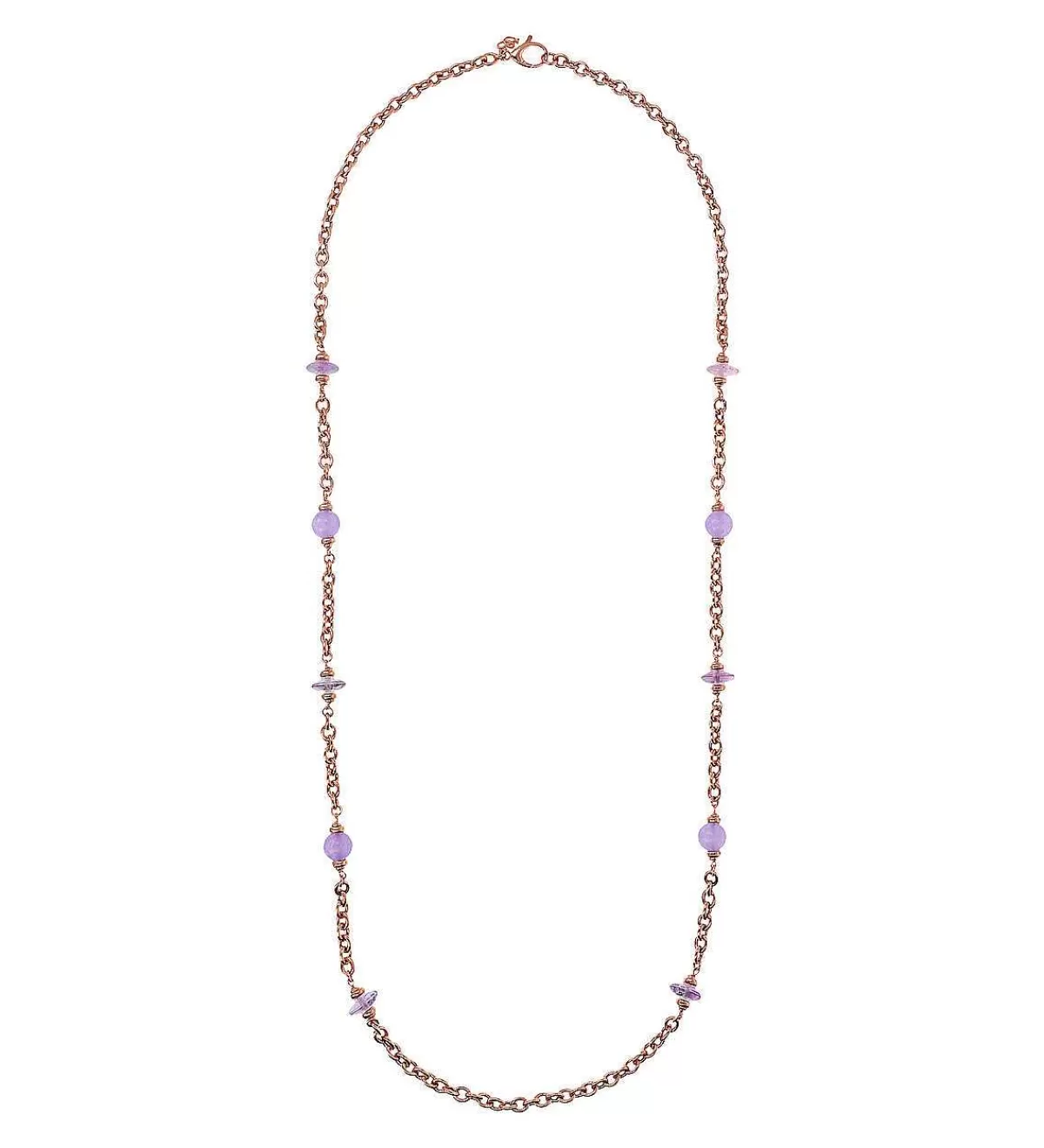 Flash Sale Collana Lunga Catena Rolo Con Stazione Di Sfere E Rondelle In Pietra Naturale Collane
