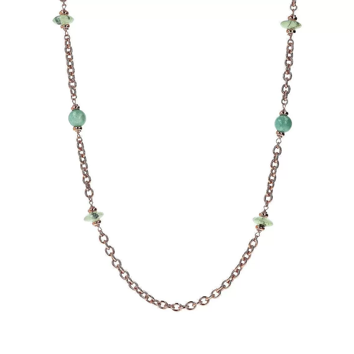 Flash Sale Collana Lunga Catena Rolo Con Stazione Di Sfere E Rondelle In Pietra Naturale Collane