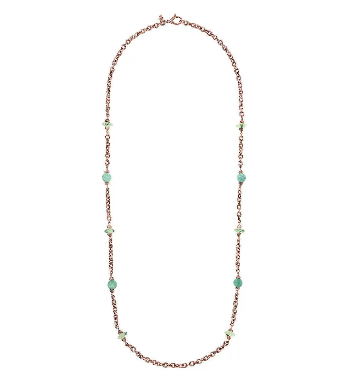 Flash Sale Collana Lunga Catena Rolo Con Stazione Di Sfere E Rondelle In Pietra Naturale Collane