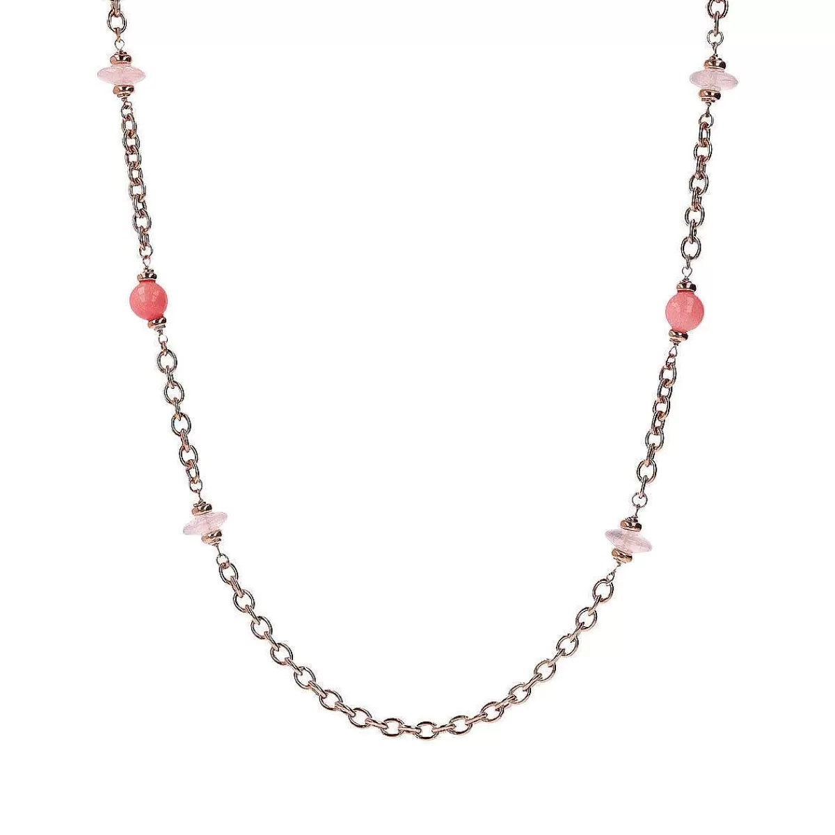 Flash Sale Collana Lunga Catena Rolo Con Stazione Di Sfere E Rondelle In Pietra Naturale Collane