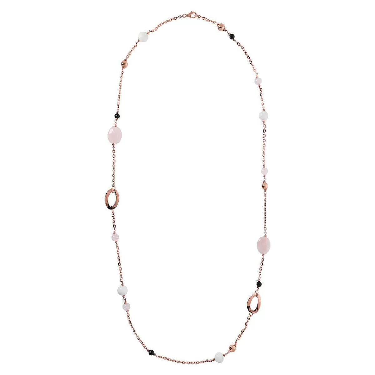 Discount Collana Lunga Con Elementi Golden Rose E Pietre Naturali Multicolor Collane