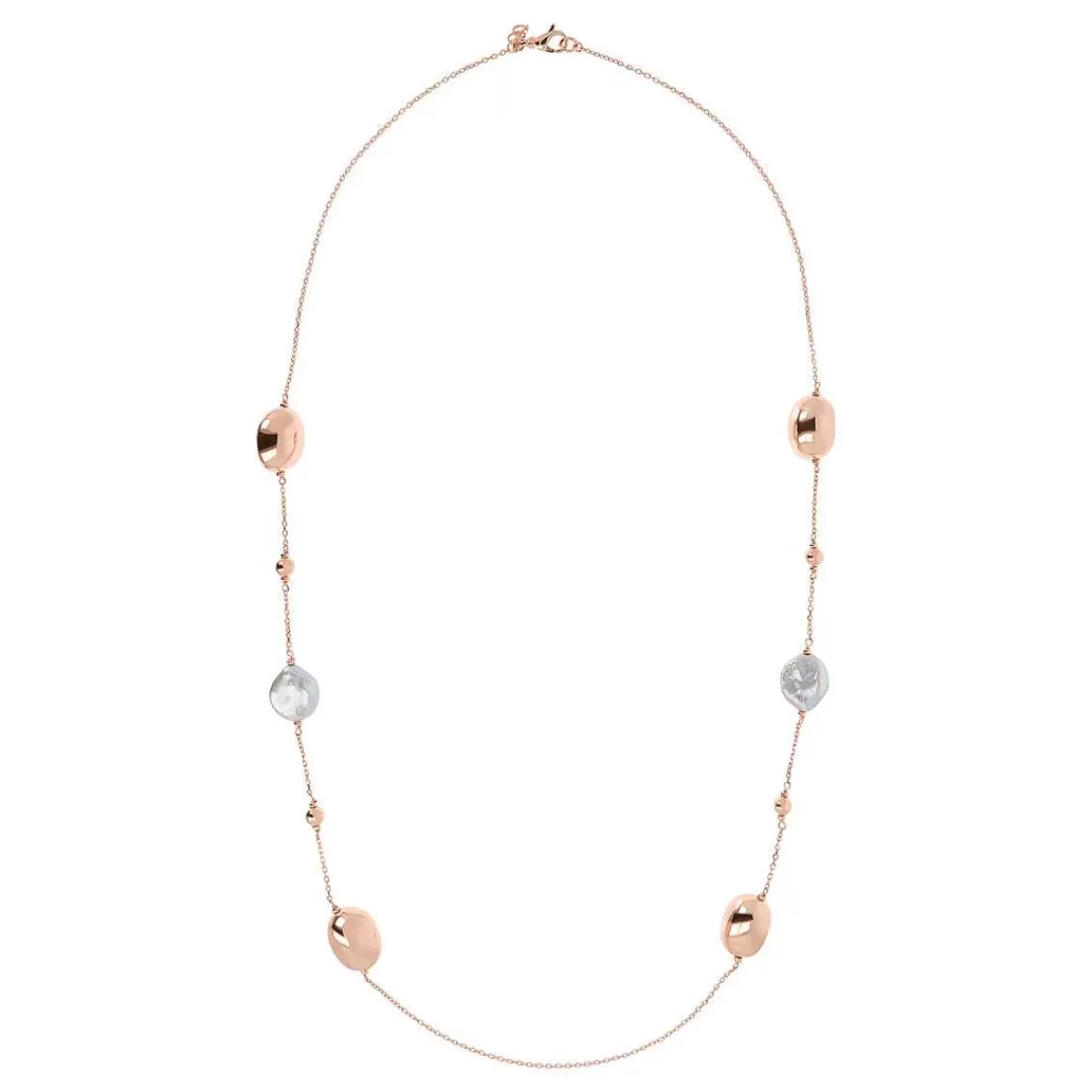 Best Sale Collana Lunga Con Pepite Lucide In Golden Rose E Perle Coltivate D'Acqua Dolce O 17 Mm Collane