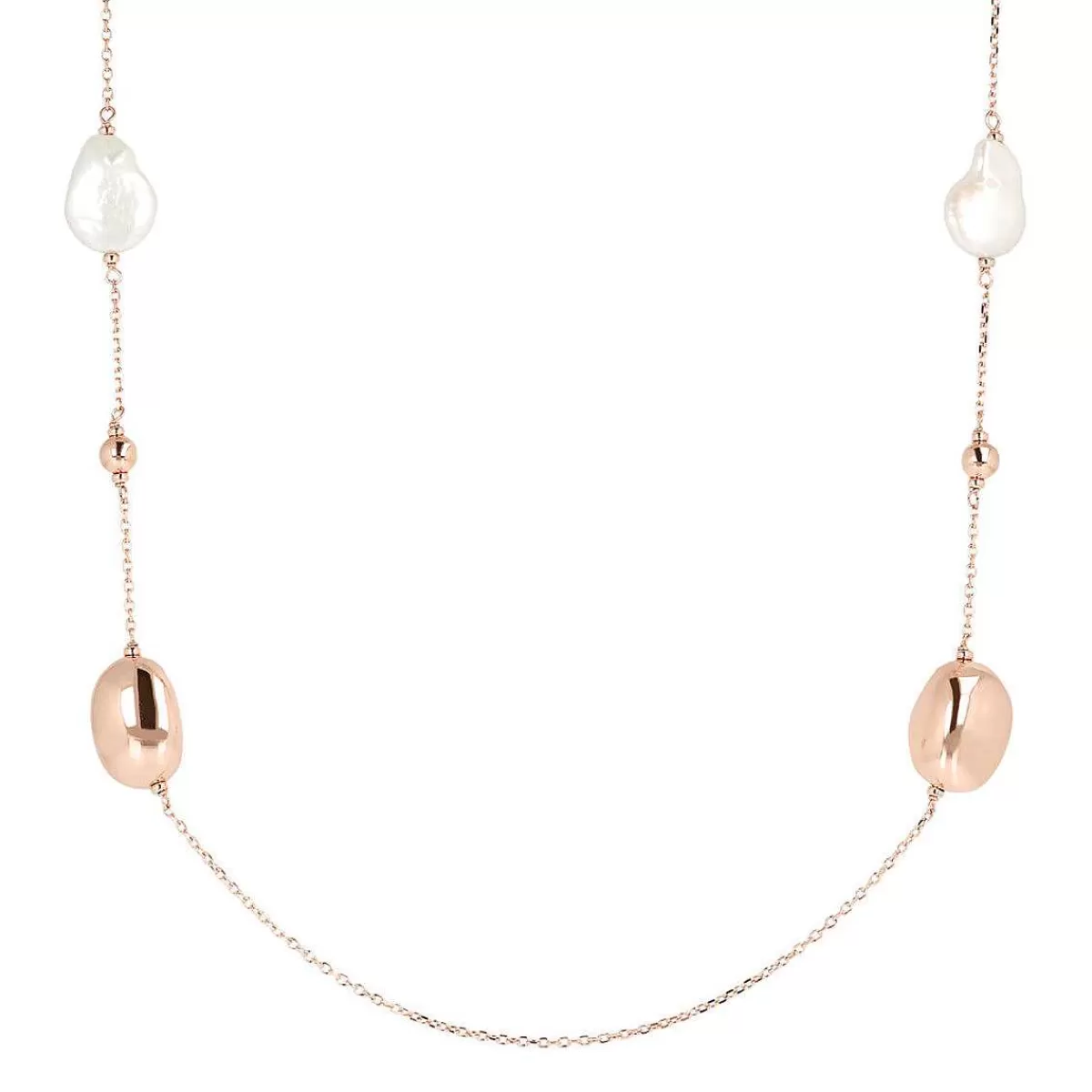 Best Sale Collana Lunga Con Pepite Lucide In Golden Rose E Perle Coltivate D'Acqua Dolce O 17 Mm Collane