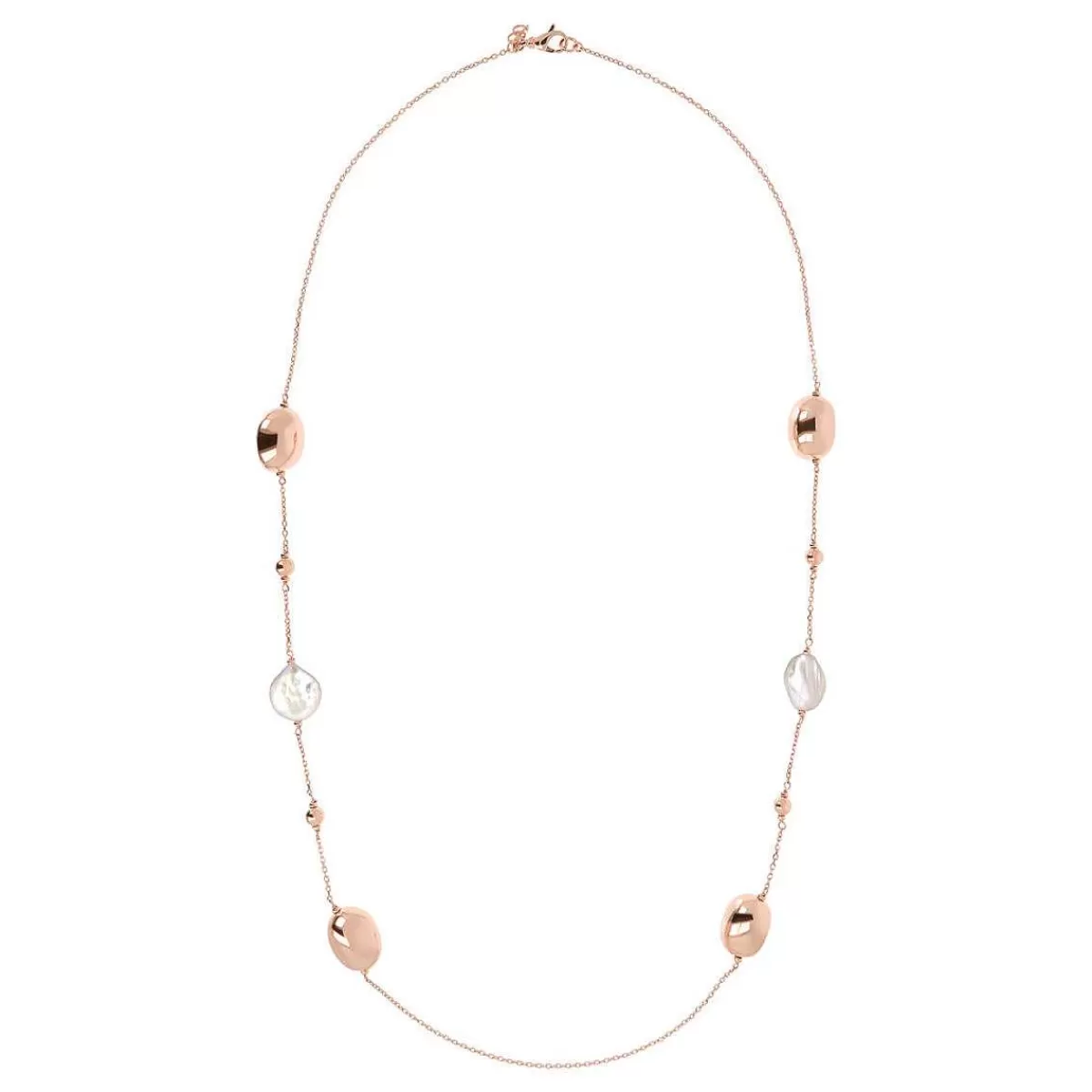 Best Sale Collana Lunga Con Pepite Lucide In Golden Rose E Perle Coltivate D'Acqua Dolce O 17 Mm Collane