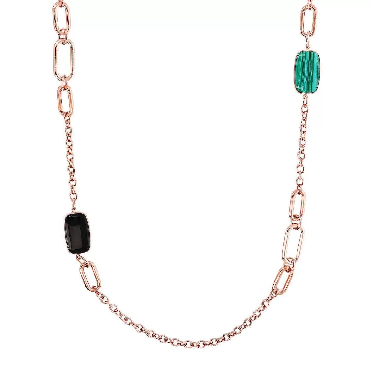 Fashion Collana Lunga Con Pietre Naturali Taglio Sapone Collane