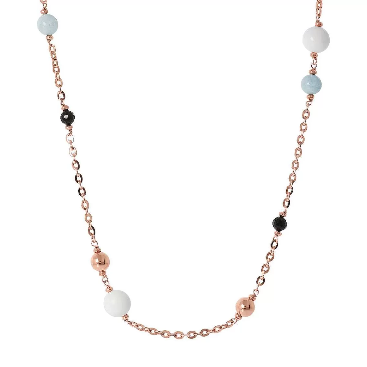 Flash Sale Collana Lunga Con Sfere In Oro Rosato E Spinello, Agata E Acquamarina Collane