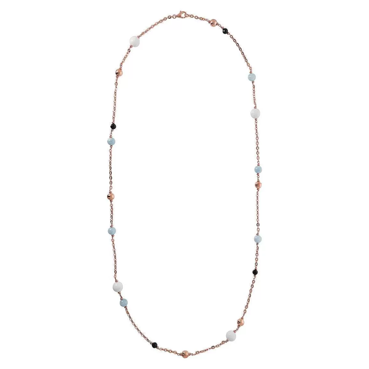 Flash Sale Collana Lunga Con Sfere In Oro Rosato E Spinello, Agata E Acquamarina Collane