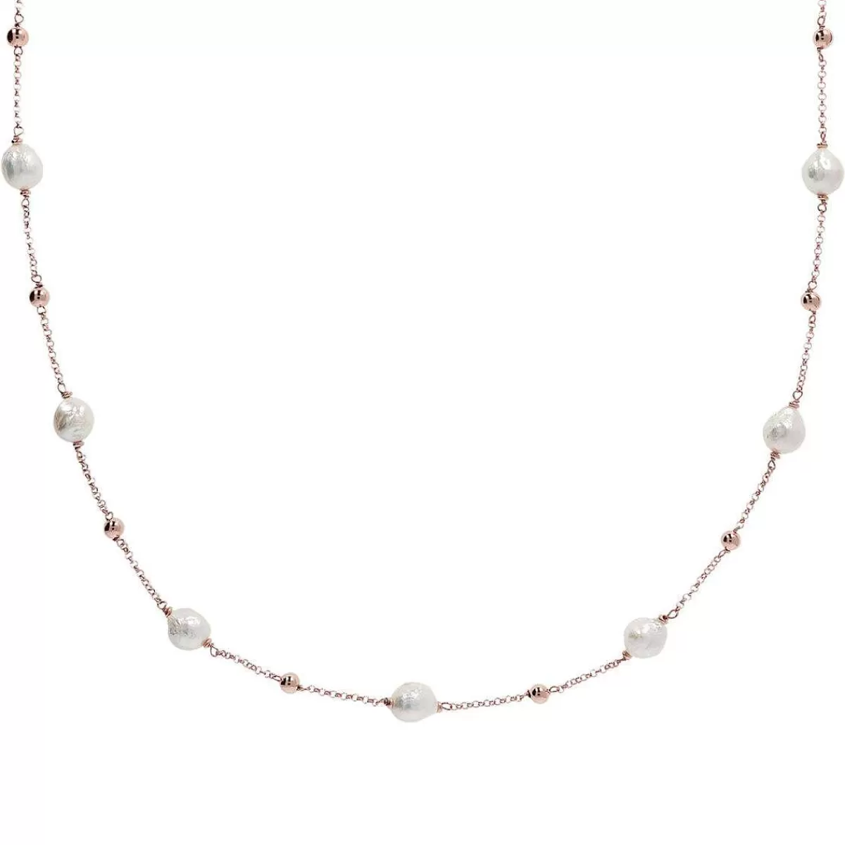 Discount Collana Lunga Con Sfere Oro Rosato E Perle Coltivate D'Acqua Dolce O 10 Mm Collane