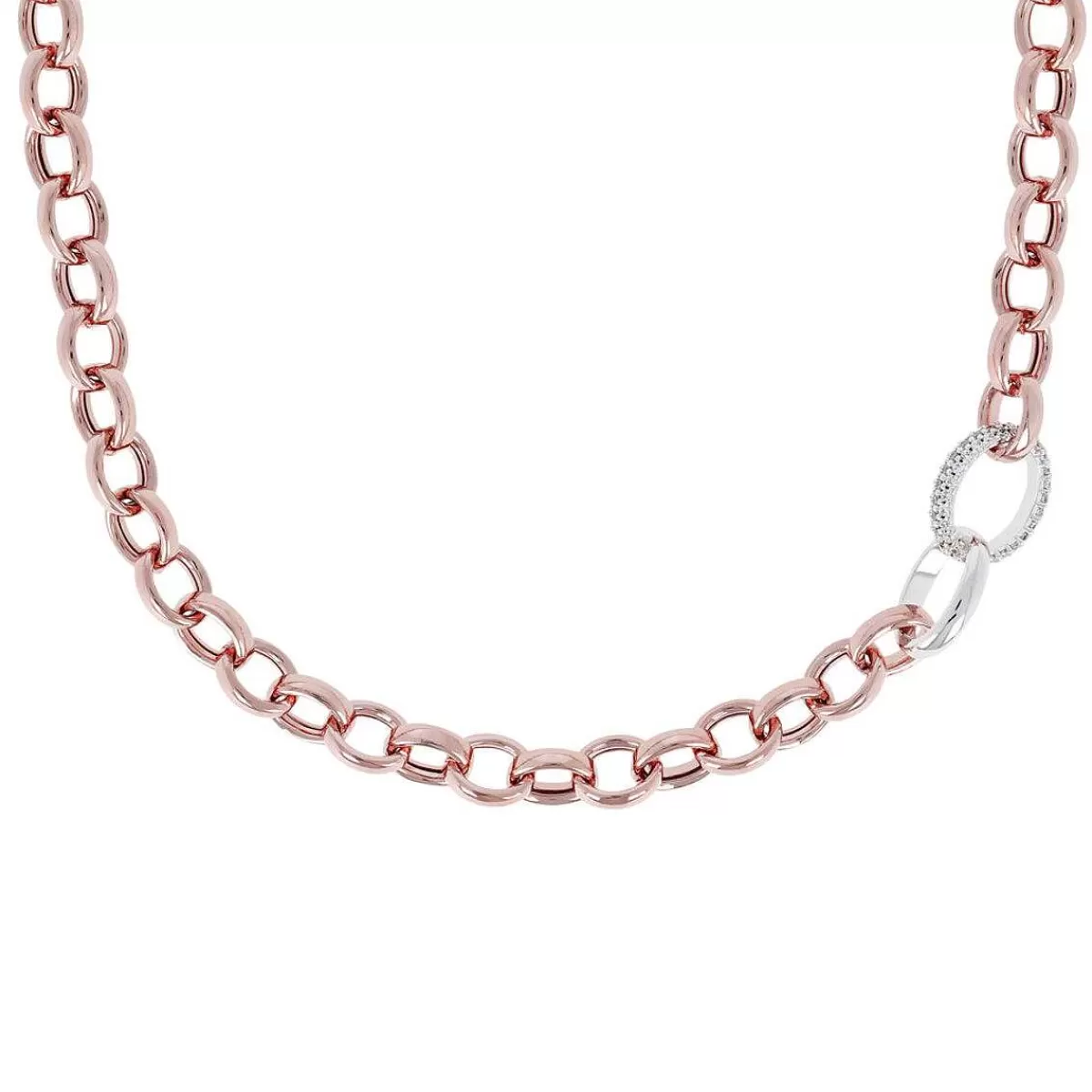 Store Collana Matinee Con Catena Rolo Ed Elemento Pave In Cubic Zirconia Collane