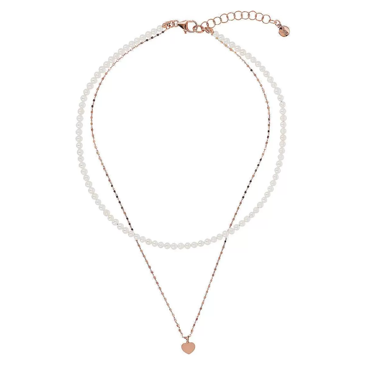 Shop Collana Multifilo A Catena Cubizzata Con Cuore E Girocollo Di Perle Di Acqua Dolce Bianche O 3/4 Mm Collane