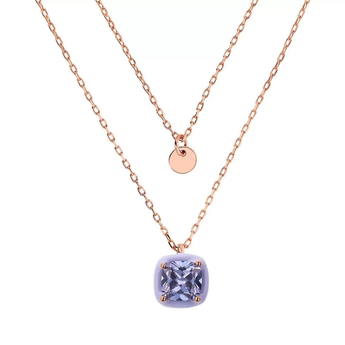 Clearance Collana Multifilo Catena Forzatina Con Disco E Pendente Smaltato Con Nano Cristallo Collane