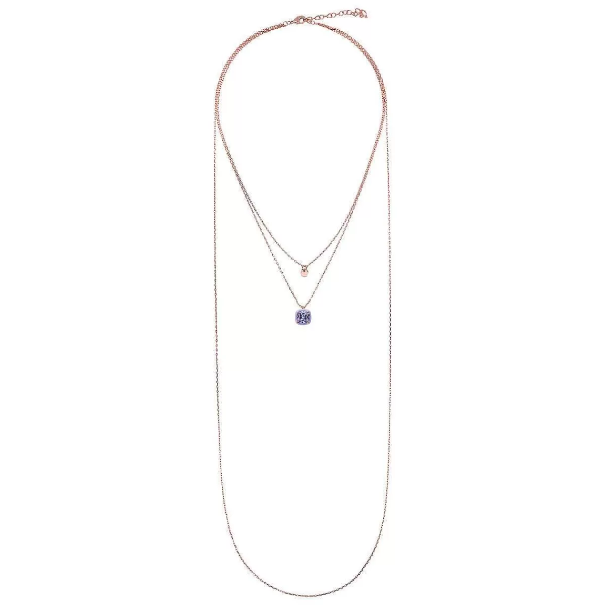 Clearance Collana Multifilo Catena Forzatina Con Disco E Pendente Smaltato Con Nano Cristallo Collane