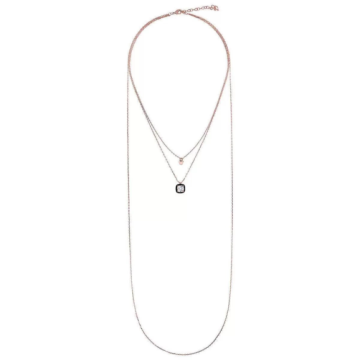 Clearance Collana Multifilo Catena Forzatina Con Disco E Pendente Smaltato Con Nano Cristallo Collane