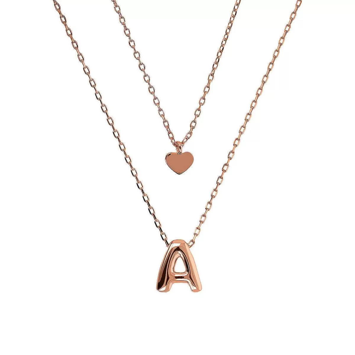 Store Collana Multifilo Catena Forzatina Graduata Con Ciondolo Cuore E Ciondolo Lettera Collane