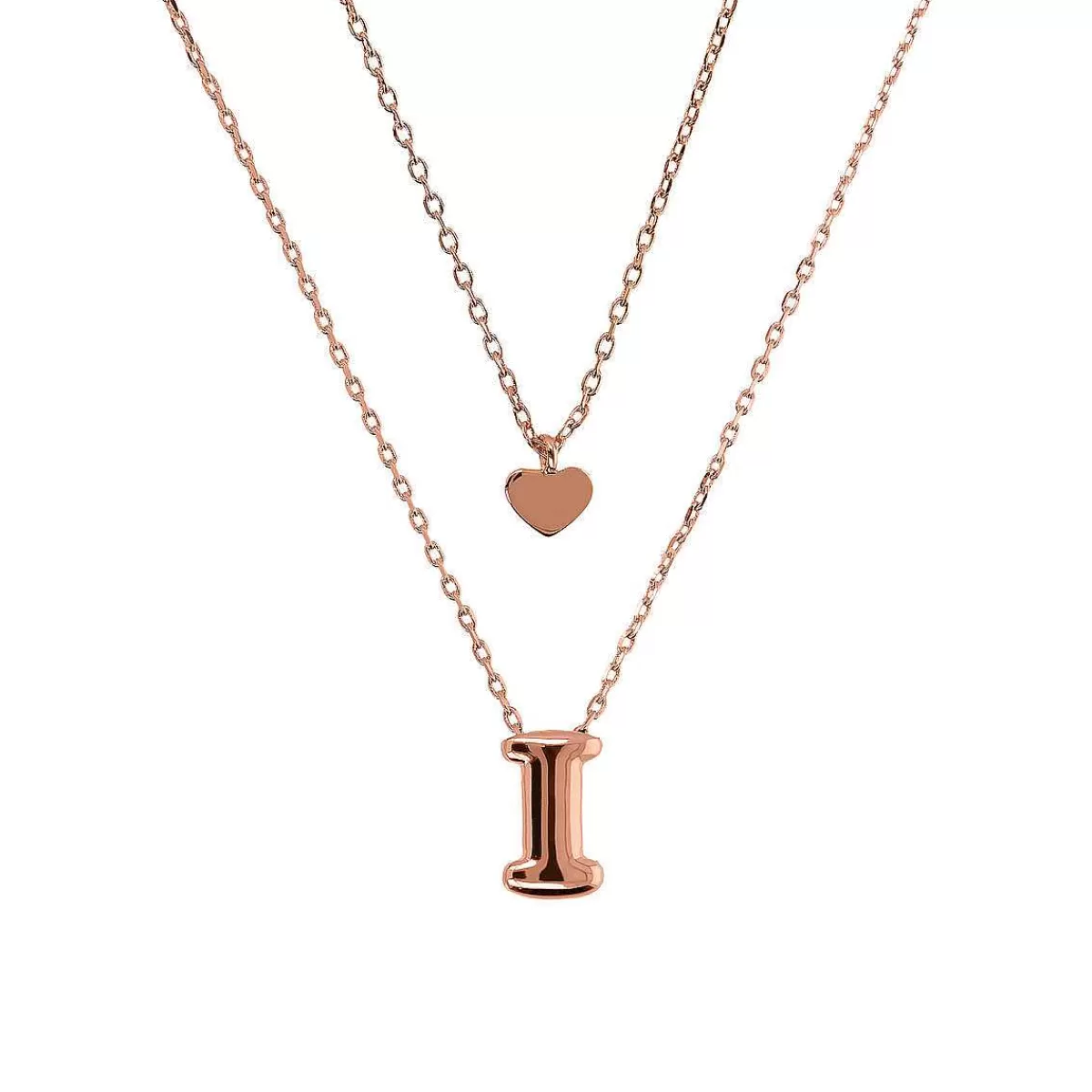Store Collana Multifilo Catena Forzatina Graduata Con Ciondolo Cuore E Ciondolo Lettera Collane