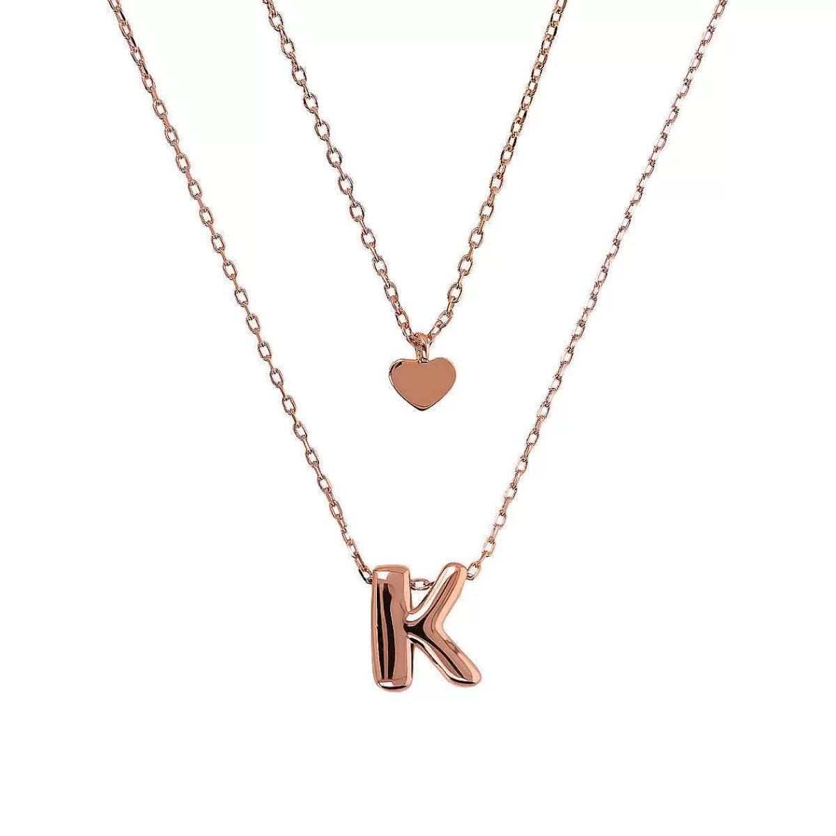 Store Collana Multifilo Catena Forzatina Graduata Con Ciondolo Cuore E Ciondolo Lettera Collane