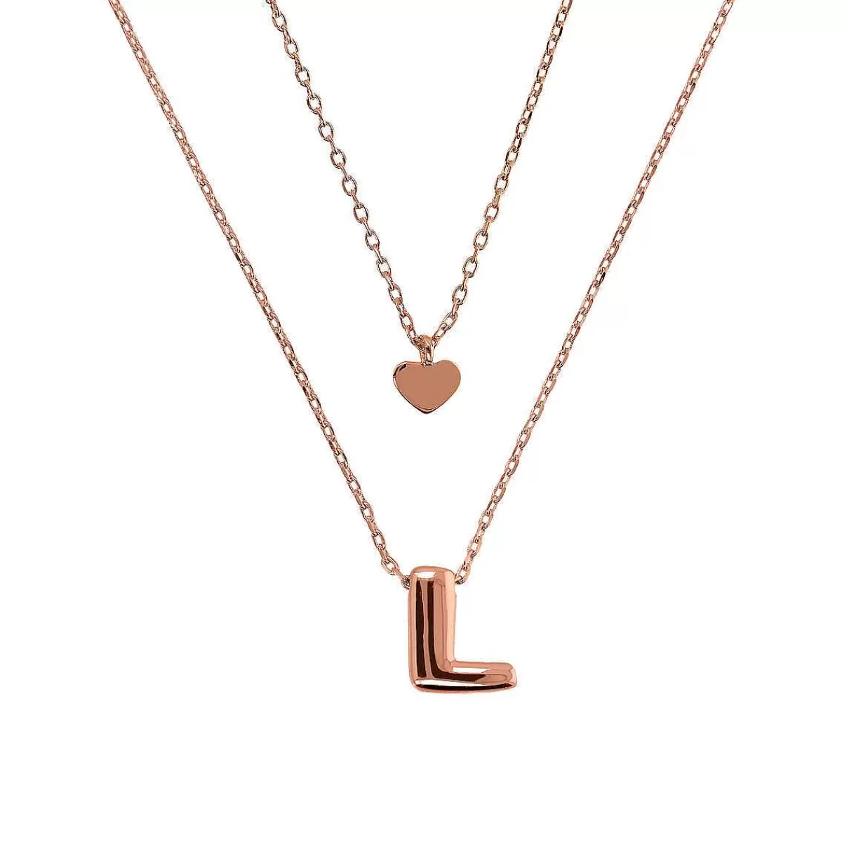 Store Collana Multifilo Catena Forzatina Graduata Con Ciondolo Cuore E Ciondolo Lettera Collane