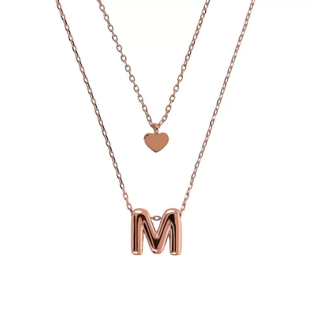 Store Collana Multifilo Catena Forzatina Graduata Con Ciondolo Cuore E Ciondolo Lettera Collane