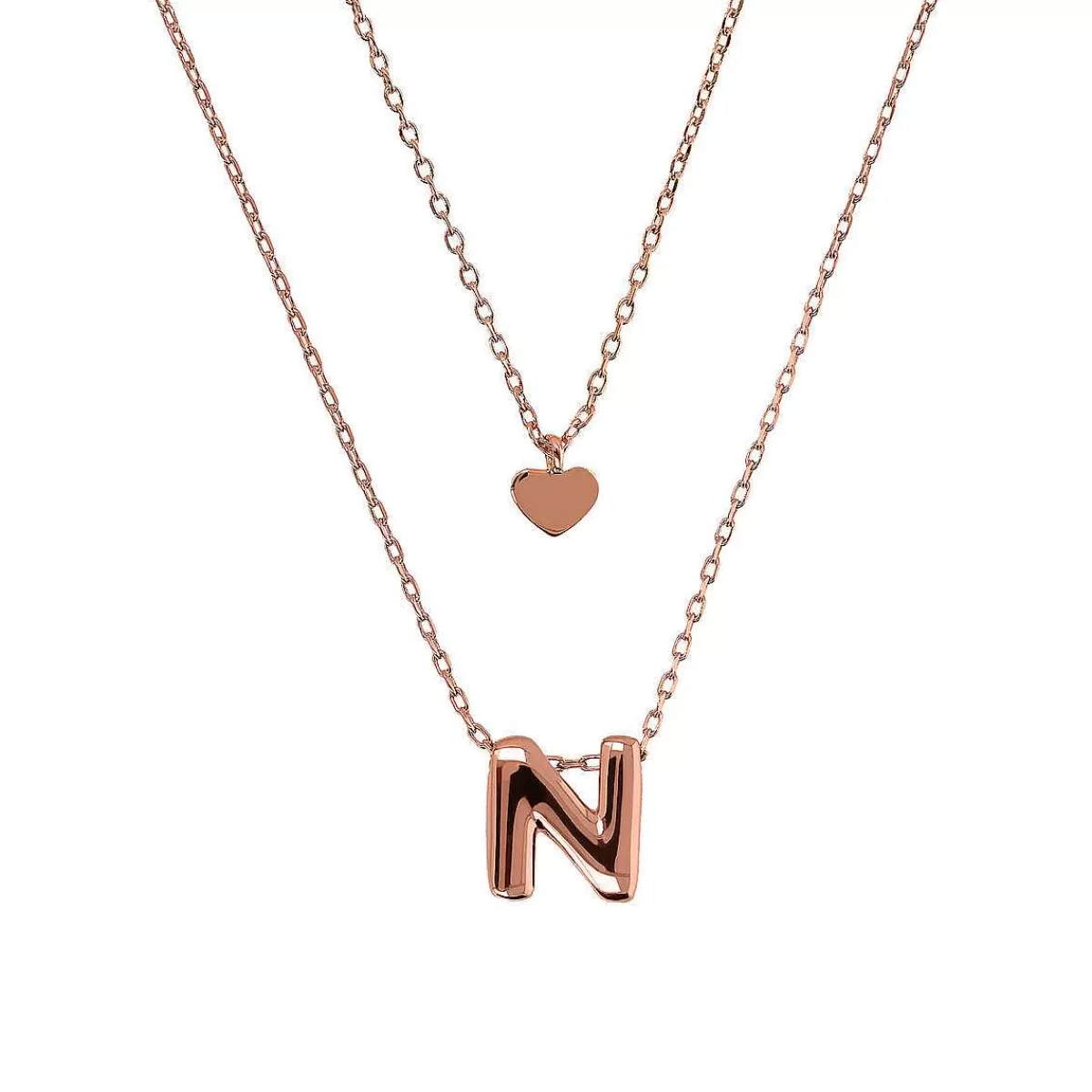 Store Collana Multifilo Catena Forzatina Graduata Con Ciondolo Cuore E Ciondolo Lettera Collane