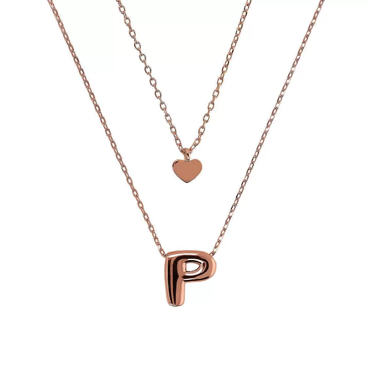 Store Collana Multifilo Catena Forzatina Graduata Con Ciondolo Cuore E Ciondolo Lettera Collane