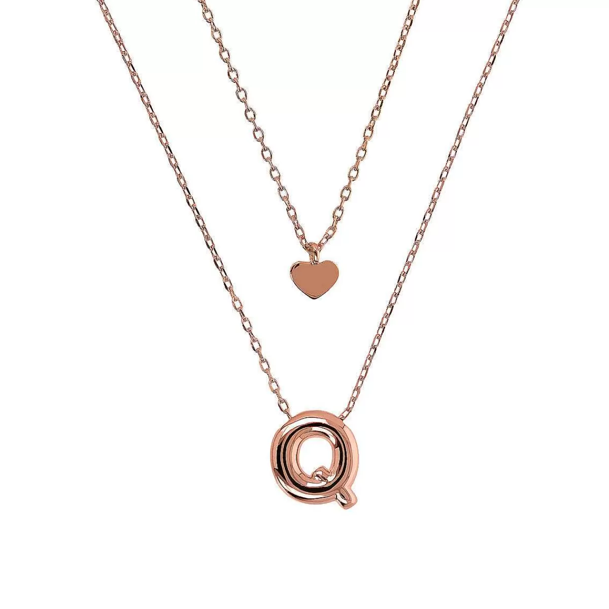 Store Collana Multifilo Catena Forzatina Graduata Con Ciondolo Cuore E Ciondolo Lettera Collane