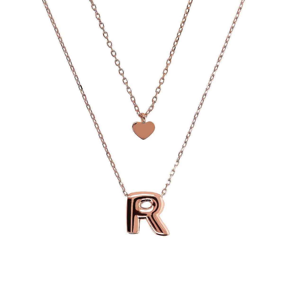 Store Collana Multifilo Catena Forzatina Graduata Con Ciondolo Cuore E Ciondolo Lettera Collane