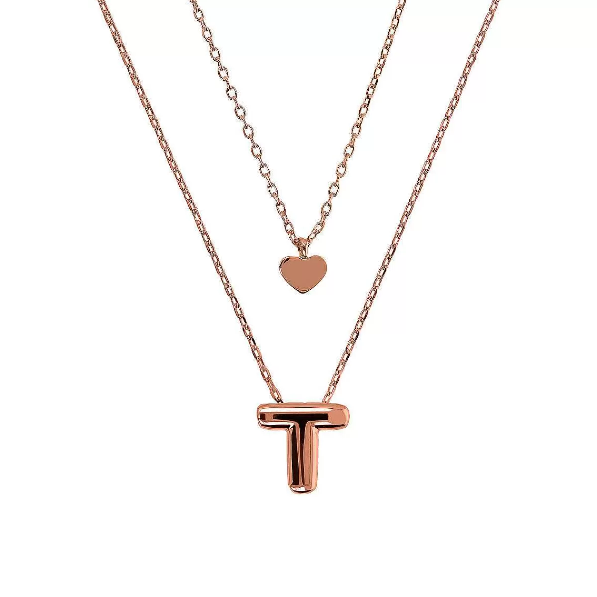 Store Collana Multifilo Catena Forzatina Graduata Con Ciondolo Cuore E Ciondolo Lettera Collane