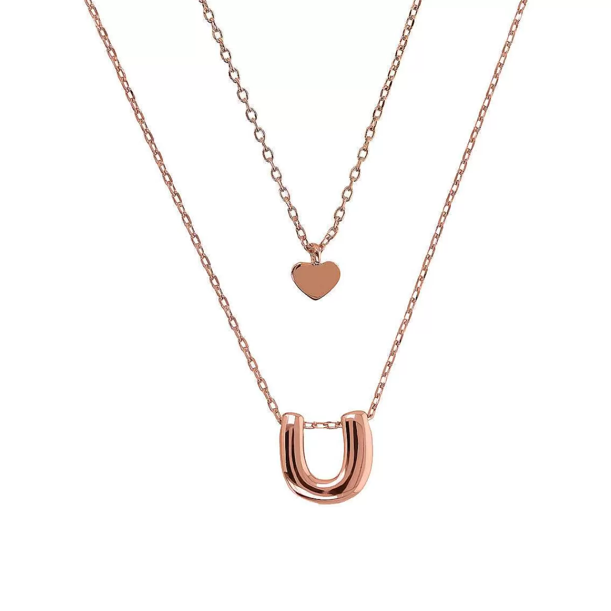 Store Collana Multifilo Catena Forzatina Graduata Con Ciondolo Cuore E Ciondolo Lettera Collane