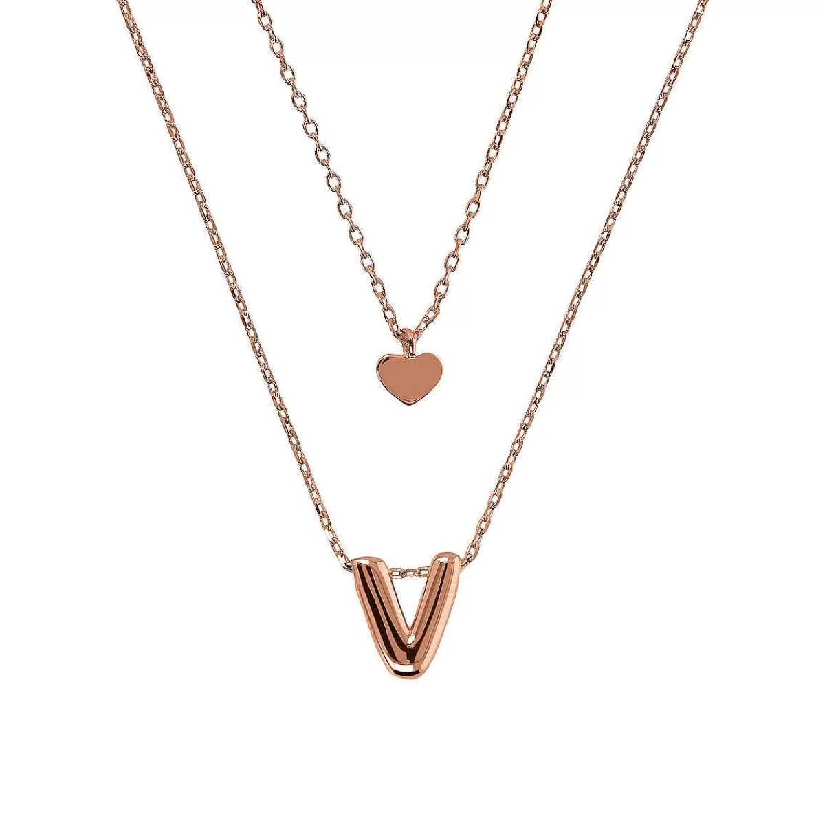 Store Collana Multifilo Catena Forzatina Graduata Con Ciondolo Cuore E Ciondolo Lettera Collane