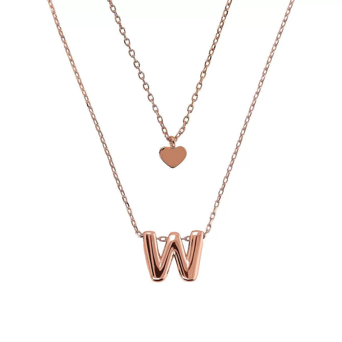 Store Collana Multifilo Catena Forzatina Graduata Con Ciondolo Cuore E Ciondolo Lettera Collane