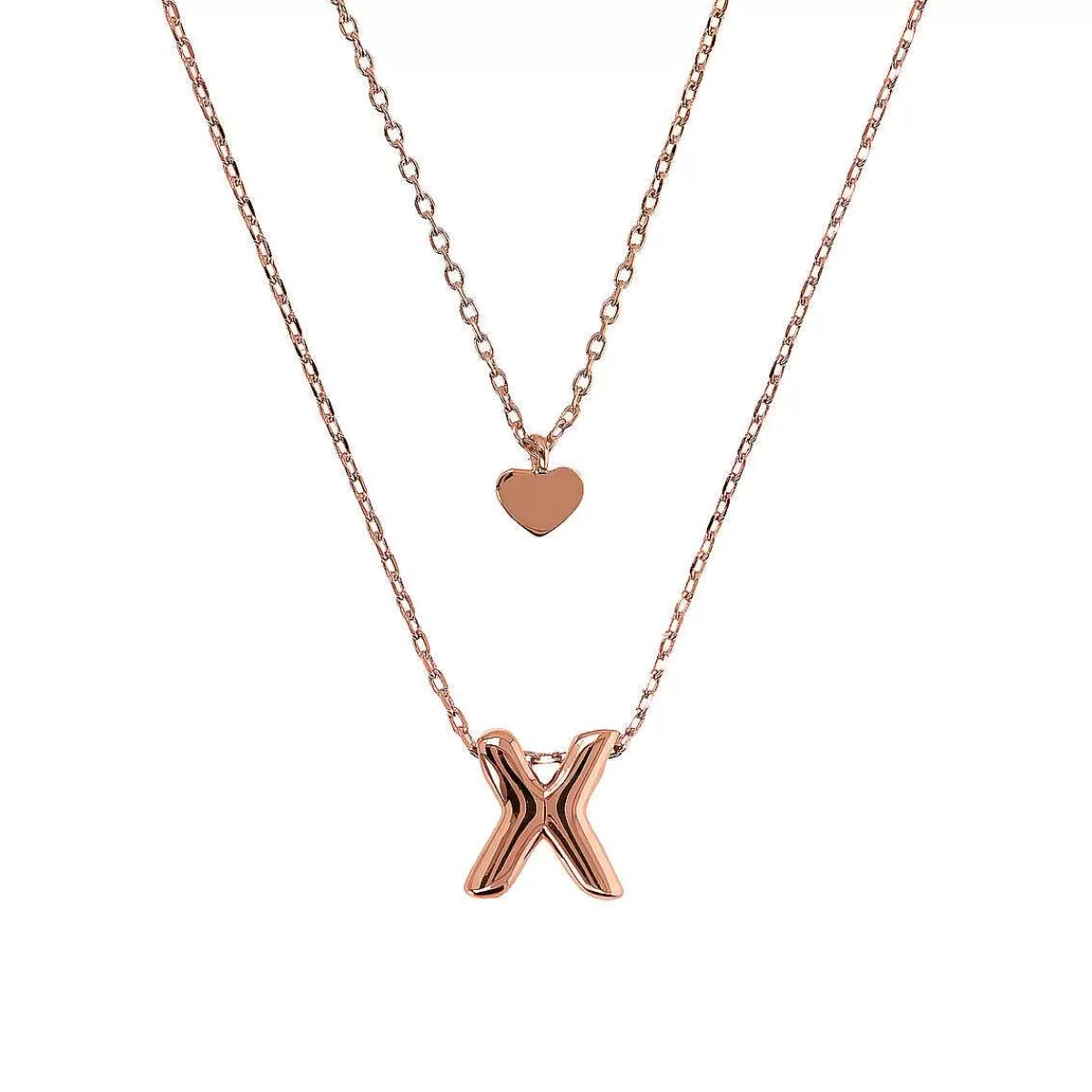 Store Collana Multifilo Catena Forzatina Graduata Con Ciondolo Cuore E Ciondolo Lettera Collane